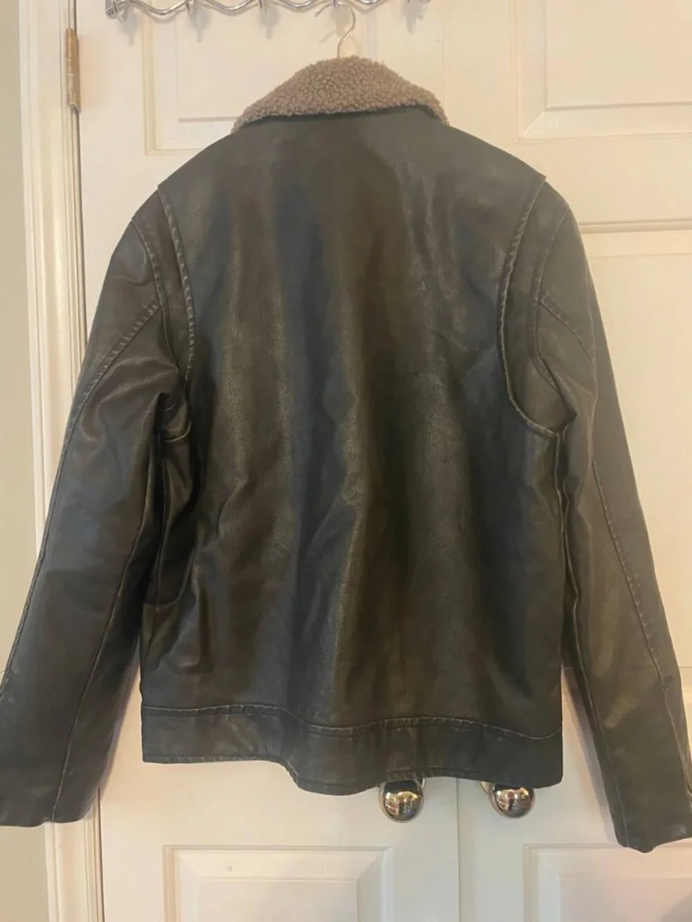 VTG Aeropostale Men's Faux Leather Sherpa Collar Jacket Grunge Streetwear XL